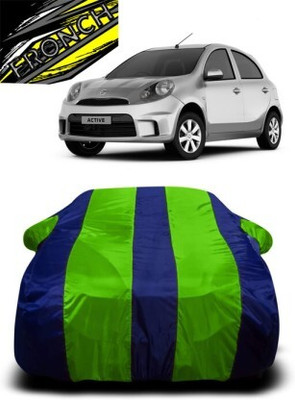 FRONCH Car Cover For Nissan Micra (With Mirror Pockets)(Green, Blue)