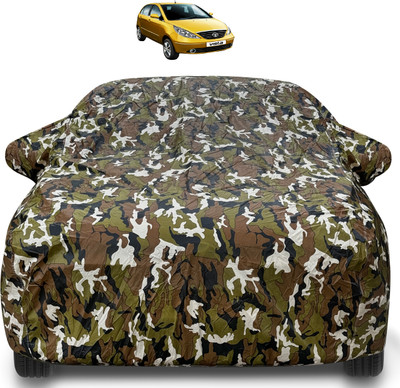 Auto Hub Car Cover For Tata Indica Vista (With Mirror Pockets)(Brown)