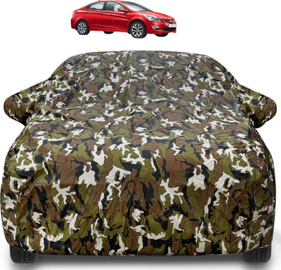 Auto Hub Car Cover For Hyundai Fluidic Verna (With Mirror Pockets)(Brown)