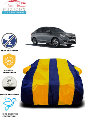 FUZICON Car Cover For Honda Amaze (With Mirror Pockets)(Yellow, Blue)