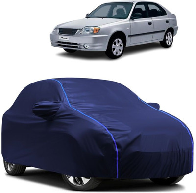 Autohaux Car Cover For Hyundai Accent (With Mirror Pockets)(Blue)