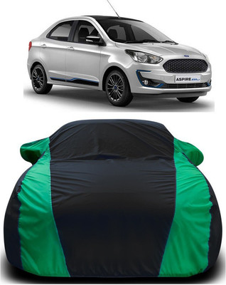 Furious3D Car Cover For Ford Figo Aspire (With Mirror Pockets)(Green, Black)