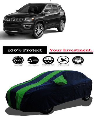 Amexride Car Cover For Jeep Compass 1.4 Limited Option Black Petrol (With Mirror Pockets)(Green)