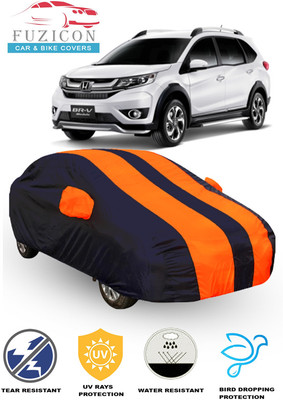FUZICON Car Cover For Honda BRV (With Mirror Pockets)(Orange, Blue)