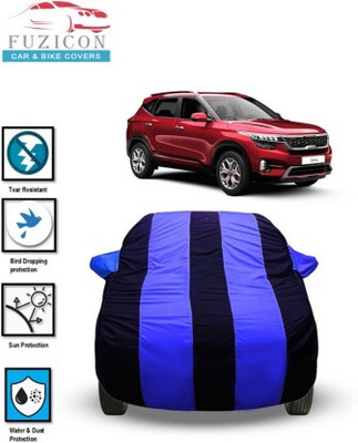 FUZICON Car Cover For Kia Seltos GTK 1.4 (With Mirror Pockets)(Blue)