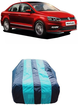 ATBROTHERS Car Cover For Volkswagen Vento (Without Mirror Pockets)(White, Blue)