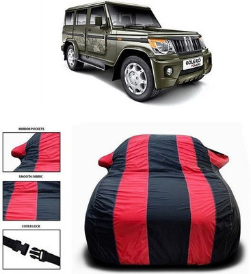 ANTHUB Car Cover For Mahindra Bolero (With Mirror Pockets)(Red, Black)