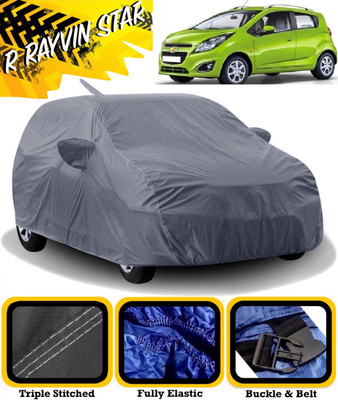 R Rayvin Star Car Cover For Chevrolet Beat (With Mirror Pockets)(Grey)