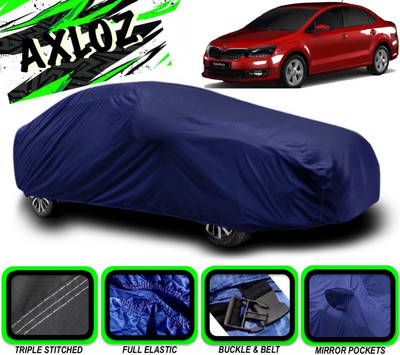 AXLOZ Car Cover For Skoda Rapid (With Mirror Pockets)(Blue)