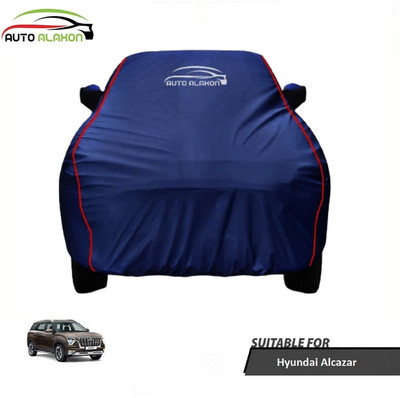 AUTO ALAXON Car Cover For Hyundai Alcazar (With Mirror Pockets)(Blue)