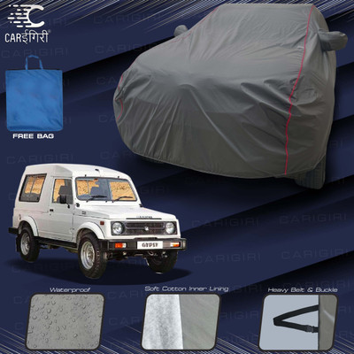 Carigiri Car Cover For Maruti Suzuki Gypsy, Gypsy 1000 (With Mirror Pockets)(Grey, Red)