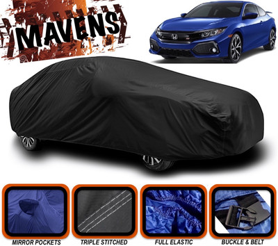 MAVENS Car Cover For Honda Civic (With Mirror Pockets)(Black)