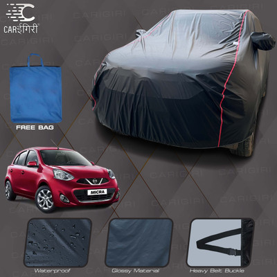 Carigiri Car Cover For Nissan Micra (With Mirror Pockets)(Black, Red)