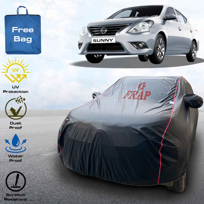 Frap Car Cover For Nissan Sunny (With Mirror Pockets)(Black, Red)