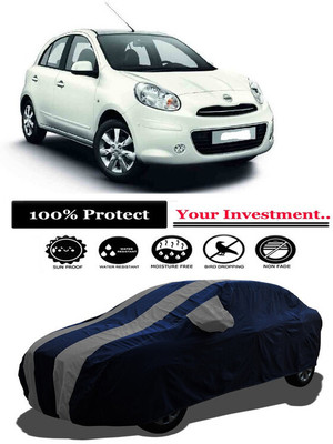 Amexride Car Cover For Nissan Micra K9K (With Mirror Pockets)(Grey)