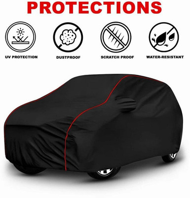 DRINAY Car Cover For Maruti Suzuki Baleno (With Mirror Pockets)(Black, Red)