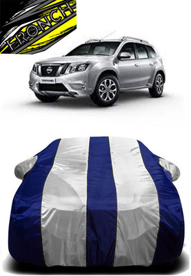 FRONCH Car Cover For Nissan Terrano (With Mirror Pockets)(White, Blue)