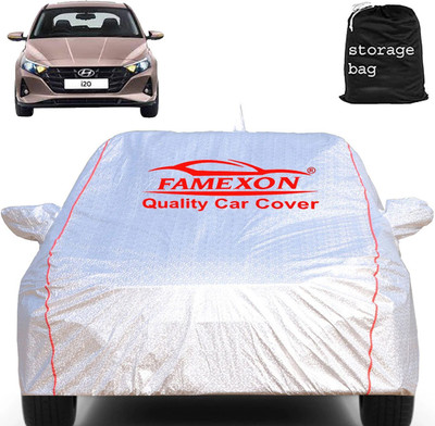 FAMEXON Car Cover For Hyundai i20 (With Mirror Pockets)(Silver)