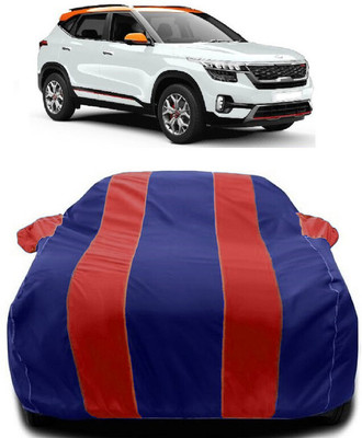 Autoprime Car Cover For Kia Seltos GTX AT 1.4 Dual Tone (With Mirror Pockets)(Red, Blue)
