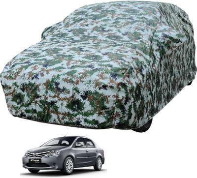 Auto Hub Car Cover For Toyota Etios (With Mirror Pockets)(Multicolor)