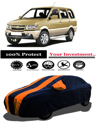 Amexride Car Cover For Chevrolet Tavera 7 STR (With Mirror Pockets)(Orange)