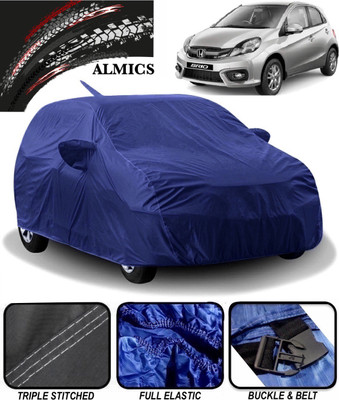 ALMICS Car Cover For Honda Brio (With Mirror Pockets)(Blue)