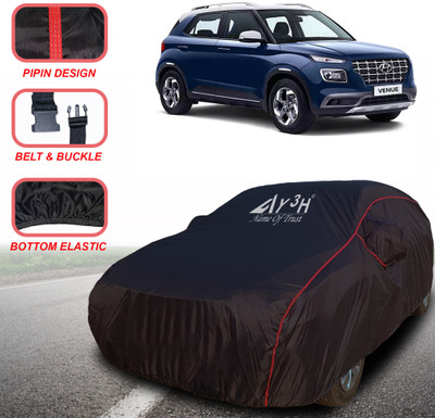Y3H Car Cover For Hyundai Venue (With Mirror Pockets)(Black)