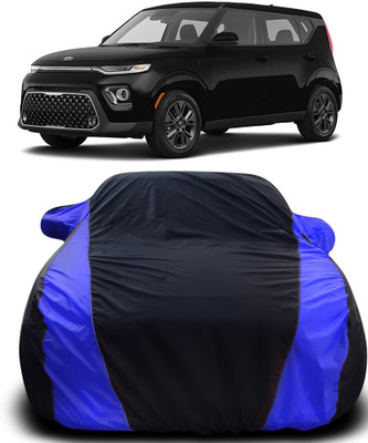 AMVISH Car Cover For Kia Soul (With Mirror Pockets)(Black, Blue)