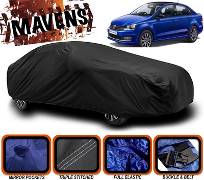MAVENS Car Cover For Volkswagen Vento (With Mirror Pockets)(Black)