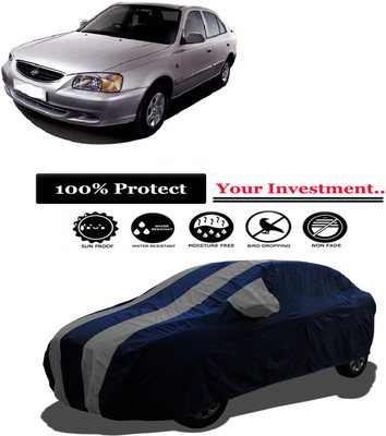 Amexride Car Cover For Hyundai Accent Viva GLX (With Mirror Pockets)(Grey)