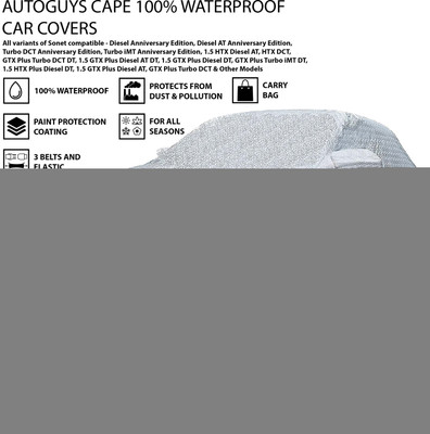 AUTOGUYS Car Cover For Kia Sonet (With Mirror Pockets)(Silver, For 2020, 2021, 2022 Models)