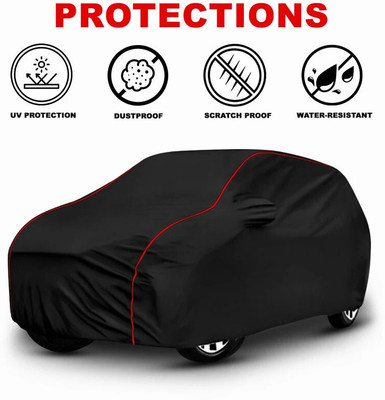 DRINAY Car Cover For Hyundai Grand i10 (With Mirror Pockets)(Black, Red)