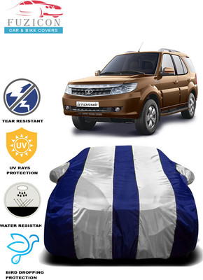 FUZICON Car Cover For Tata Safari Storme (With Mirror Pockets)(White, Blue)