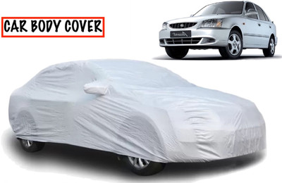 AXLOZ Car Cover For Hyundai Accent (With Mirror Pockets)(Silver)