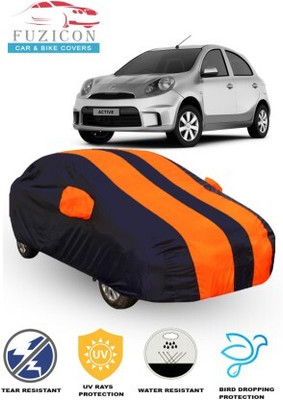 FUZICON Car Cover For Nissan Micra (With Mirror Pockets)(Orange, Blue)