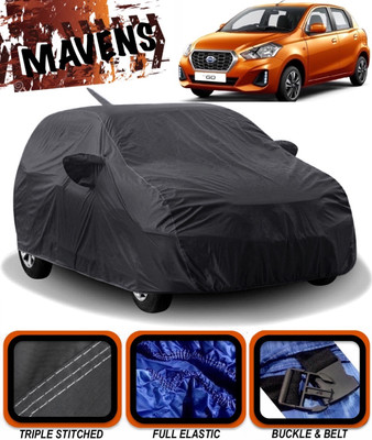 MAVENS Car Cover For Datsun Go (With Mirror Pockets)(Black)