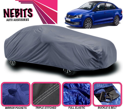 NEBITS Car Cover For Volkswagen Vento (With Mirror Pockets)(Grey)