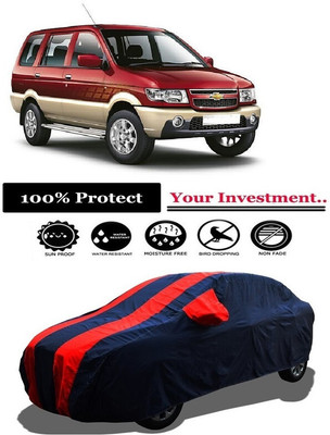 Amexride Car Cover For Chevrolet Tavera Neo 3 LT 7 C BSIII (With Mirror Pockets)(Red)