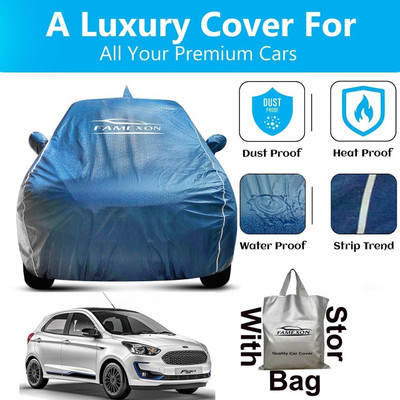 FAMEXON Car Cover For Ford Figo (With Mirror Pockets)(Blue)