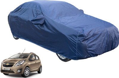 MOCKHE Car Cover For Chevrolet Beat (With Mirror Pockets)(Blue)