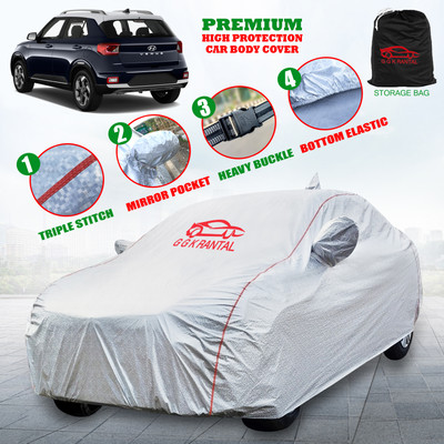 G G K RANTAL Car Cover For Hyundai Venue (With Mirror Pockets)(Silver)