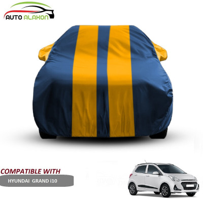 AUTO ALAXON Car Cover For Hyundai Grand i10 (With Mirror Pockets)(Blue, Yellow)
