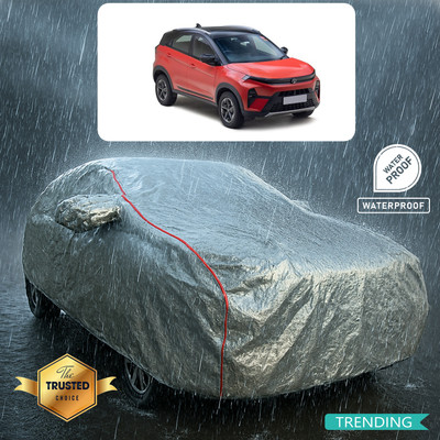 PAGORA Car Cover For Tata Nexon (With Mirror Pockets)(Silver, Red)
