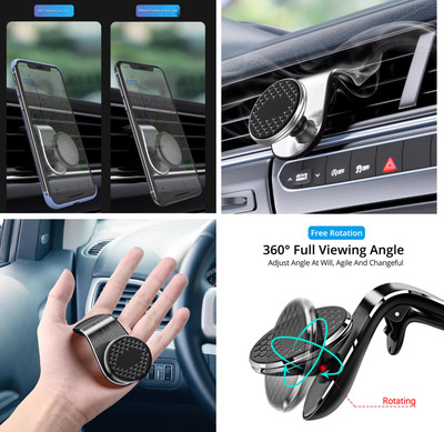 Spiaty Car Mobile Holder for AC Vent, Dashboard, Magnetic(Black)