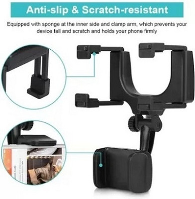 ESCODEVELOPER Car Mobile Holder for Dashboard, Steering, Headrest(Black)