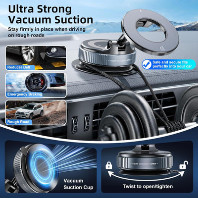 TECHEL 360° Rotation Vacuum Magnetic Phone Holder Stand BGY15 Mobile Holder