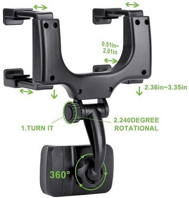 ESCODEVELOPER Car Mobile Holder for Dashboard, Steering, Headrest(Black)