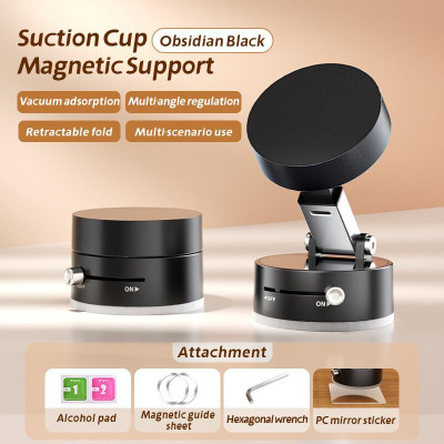 RECTITUDE Suction Magnetic Phone Holder for Car, Foldable Mobile Holder with Secure Grip Mobile Holder