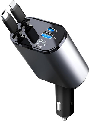 D2N 120 Amp Qualcomm Certified Turbo Car Charger(Black, With USB Cable)
