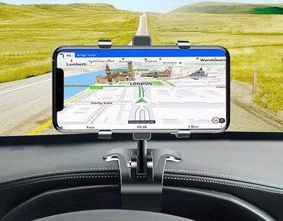 MODERNEHUB Car Mobile Holder for Clip, Dashboard, Steering(Black)